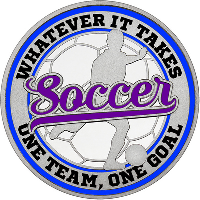 Purple "Soccer" with Royal Blue Outer Circular Borders